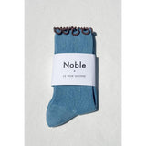 Ruffled Socks | Powder Blue + Brown