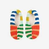 Patchwork Stripe Rib Slippers | Rainbow