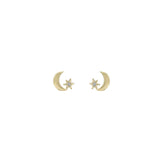 Crescent Star Studs | 14K