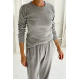 Pointelle Fundamental Tee | Melange Grey