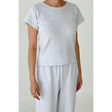 Pointelle Babe Tee | Icy Grey