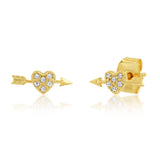 Pave Heart + Arrow Studs