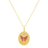 Butterfly Coin Pendant Necklace