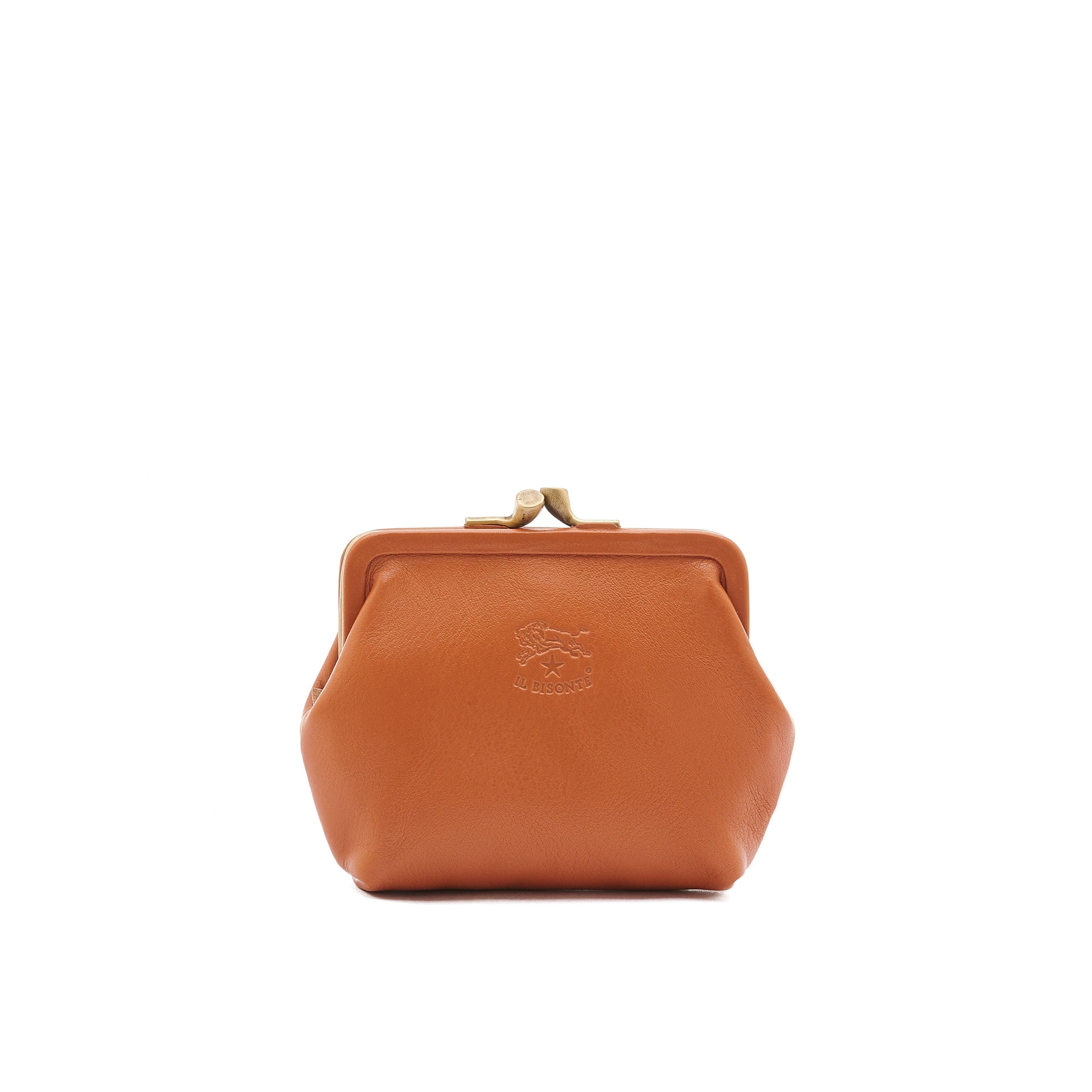 Women's Coin Purse in Calf Leather Color Caramel
