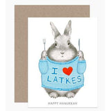 I Heart Latkes Bunny Card