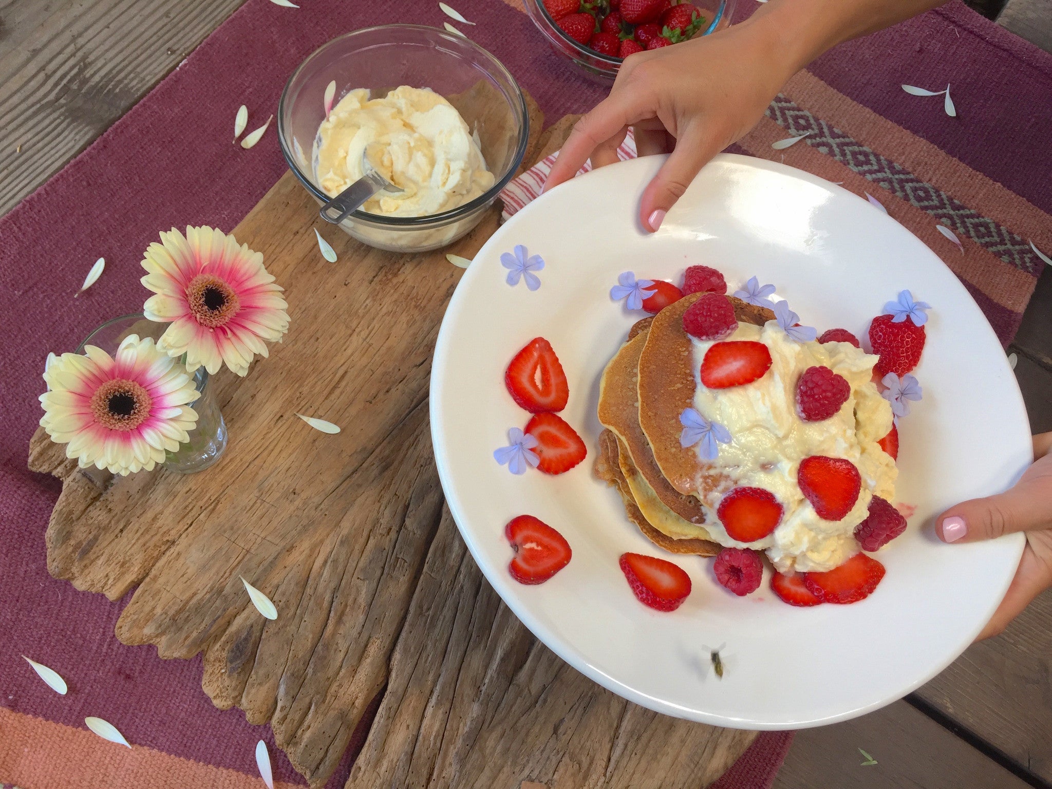 Burro Kitchen Malibu Farm Swedish Pancakes with Berries and Cream