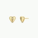 Puffed Gold Heart Studs