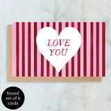 Burgundy Stripe Mini Boxed Notes | Set of 6