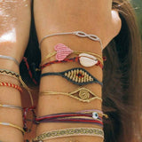 Small Evil Eye Bracelet | Navy + Tan