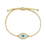 Small Evil Eye Bracelet | Gold + White
