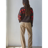 Pippa Cardigan | Dark Chocolate + Red