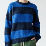 Bold Stripe Oversized Sweater | Navy + Blue