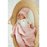 Garter Stitch Knit Baby Blanket | Blush