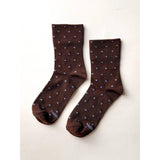 Polka Dot Sneaker Socks | Cacao + Blue