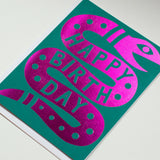 Pink Foil Snake Birthday Card