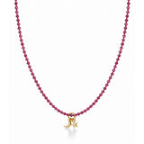 Knotted Beaded Charm Necklace | Pink Tourmaline