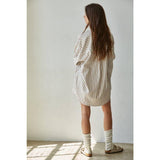 Leo Striped Button Down | Ivory + Taupe