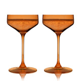 Amber Nouveau Crystal Coupe Glasses | Set of 2
