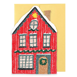 Red Cottage Die Cut Card