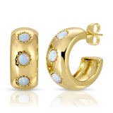 Chunky Stone Hoops | White Opal