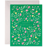 Green Floral Birthday Card