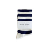 Wide Stripe Wally Socks | Navy