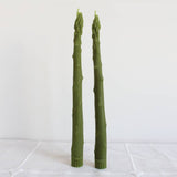Pair of Beeswax Taper Candles | Asparagus