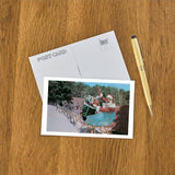 Santa Claus With Fake Reindeer Postcard