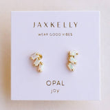 Offset Trio Studs | White Opal
