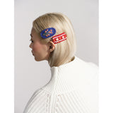 Polly Crochet Hair Clips | Red + Blue