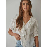 Juliet Cotton Flounce Top | Off White