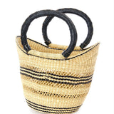 Petite Pinstripe Wing Shopper | Black Leather Handles