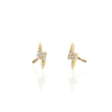 Lightning Bolt Crystal Stud Earrings | 18K GV