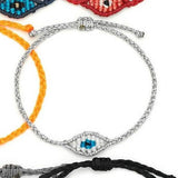 Small Evil Eye Bracelet | Silver + White
