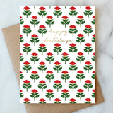 Block Print Floral Holiday Boxed Notes