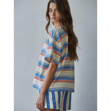 Valerie Striped Tee | Cream + Blue