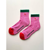 Embroidered Color Block Girlfriend Socks | Rose + Green