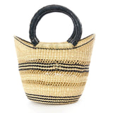 Petite Pinstripe Wing Shopper | Black Leather Handles