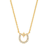 Pave Sarburst Horseshoe Necklace