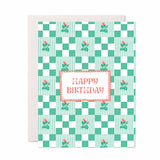 Checkered Rose Birthday Card