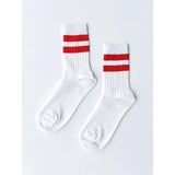 Varsity Her Socks | White + Coral
