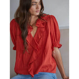 Juliet Cotton Flounce Top | Cherry Tomato