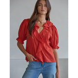 Juliet Cotton Flounce Top | Cherry Tomato