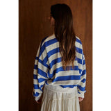 Ella Rugby Top | Cream + Blue