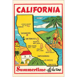 California Map Postcard