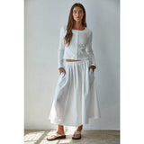 Traci Cotton Midi Skirt | Off White