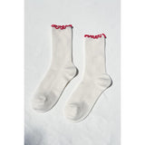 Ruffled Socks | Cream + Red