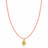 Knotted Beaded Charm Necklace | Peach