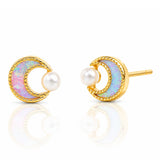 Opal Moon Studs | White