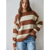 Jamie Striped Sweater | Brown + Taupe